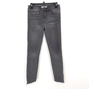 Sam Edelman The Petite Kitten Petite Mid Rise Skinny Jeans Frayed Hem Gray Sz 27